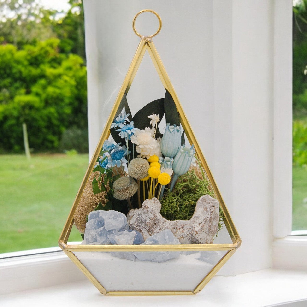 Victorian Crystal Terrarium - Blue Calcite