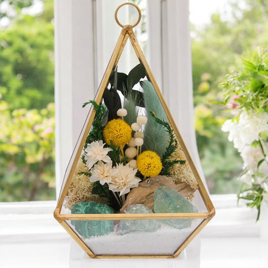 Terrarium Victorien en Cristal - Malachite & Fluorite Verte