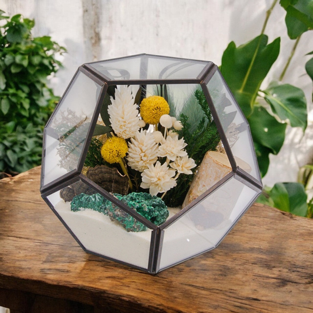 Victorian Crystal Bowl Terrarium - Malachite